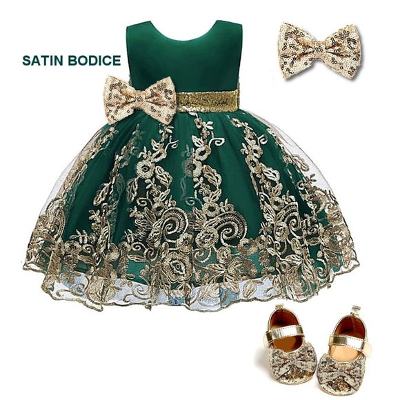 NWT Beautiful Sparkling Sequin Bow Baby Dress Christmas Flower Girl Page… - Picture 4 of 16